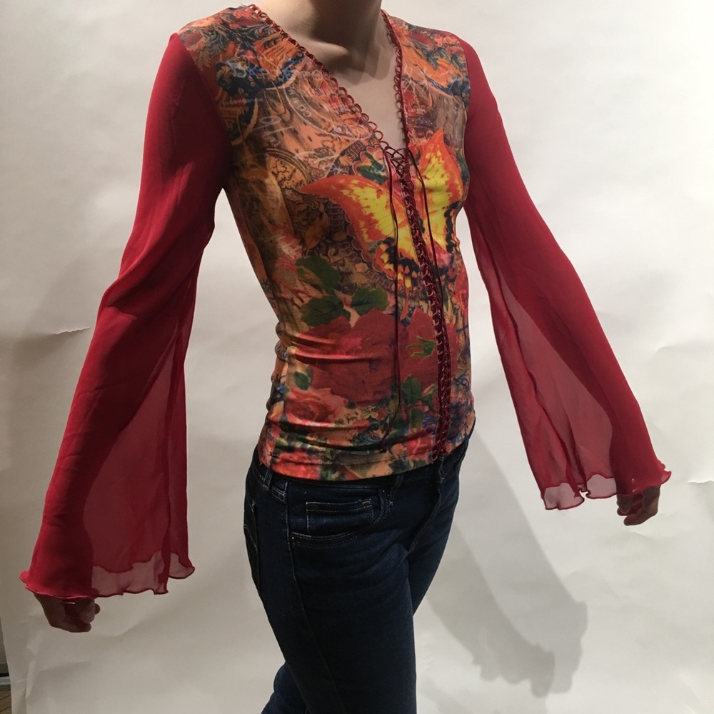 Bohemian Top with Long Flowing Sleeves